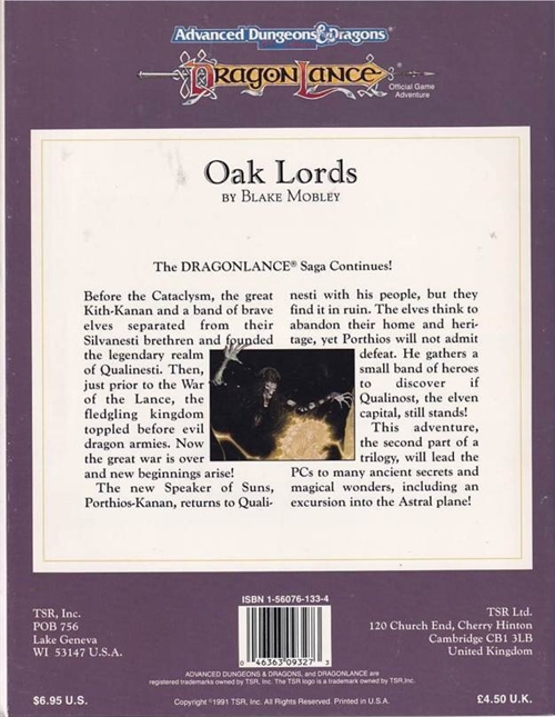  Advanced Dungeons & Dragons 2nd Edition - Dragonlance - Oak Lords (B-Grade) (Genbrug)